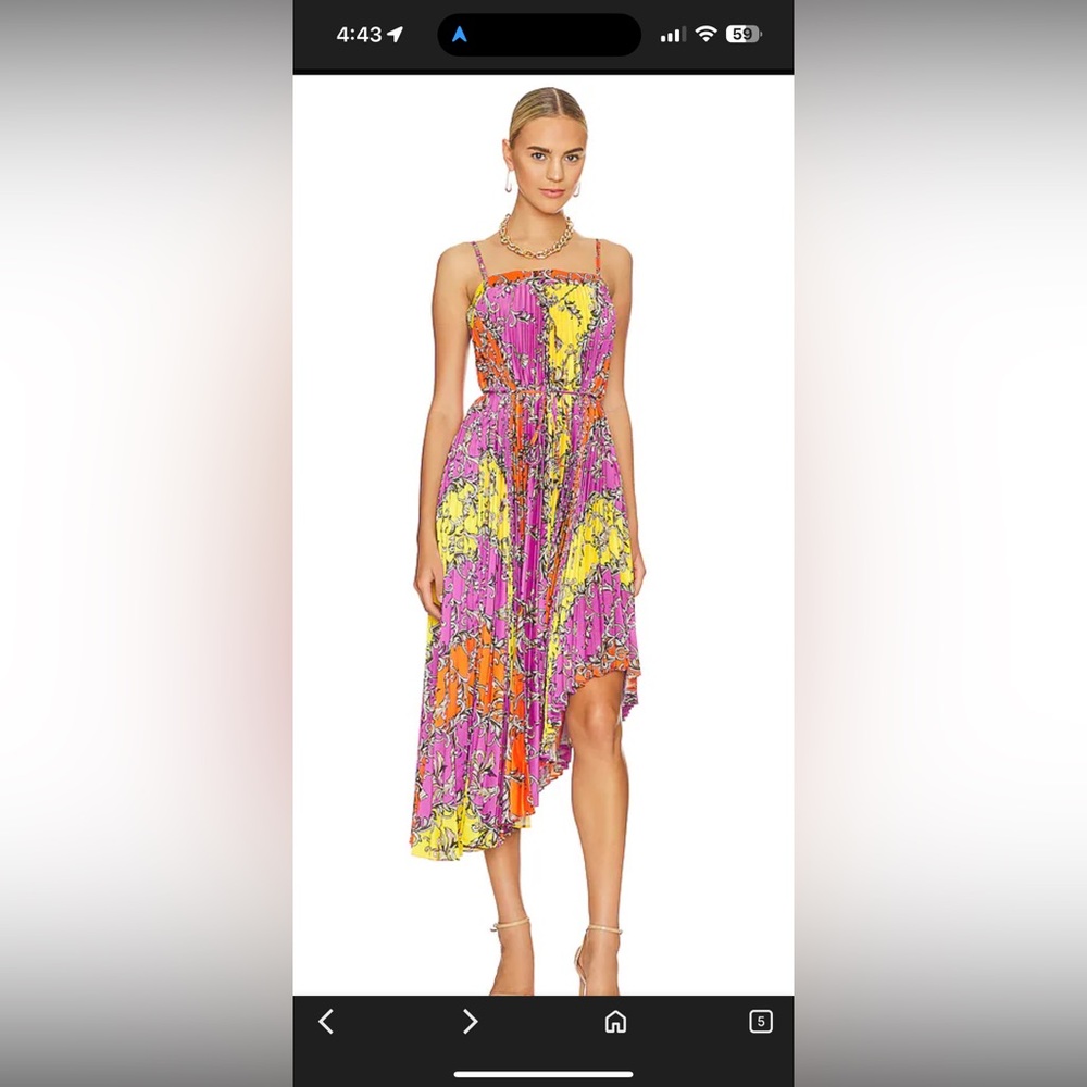 Milly Irene Chain Pleated Midi Dress in Multi